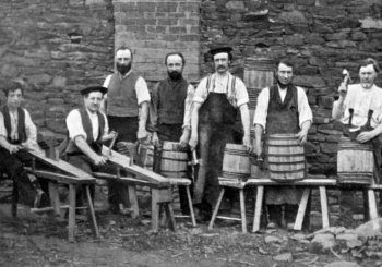 Coopers making barrels